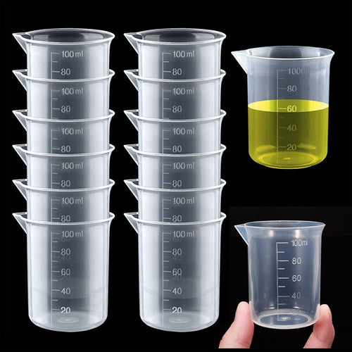 100ml Measuring Cup Transparent Scale Plastic Measuring Cup Lab Chemical Measuring Cup Without Handle Kitchen Bar Supplies